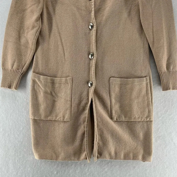 Antonio Pernas Cardigan Womens Size S Duster Button Front Long Sleeve Beige - Picture 3 of 11